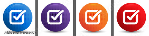 Check box icon abstract halftone round button set