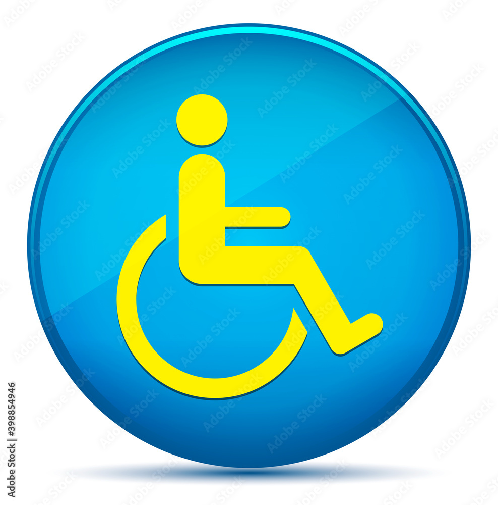Wheelchair handicap icon modern flat cyan blue round button
