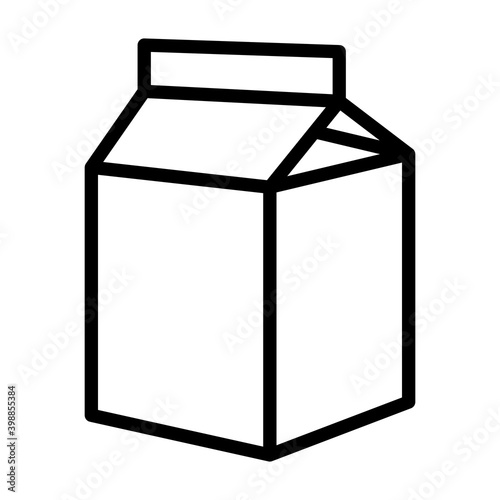 Small milk carton box line art vector icon for food apps and websites