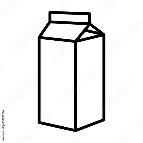 Large milk carton box line art vector icon for food apps and websites