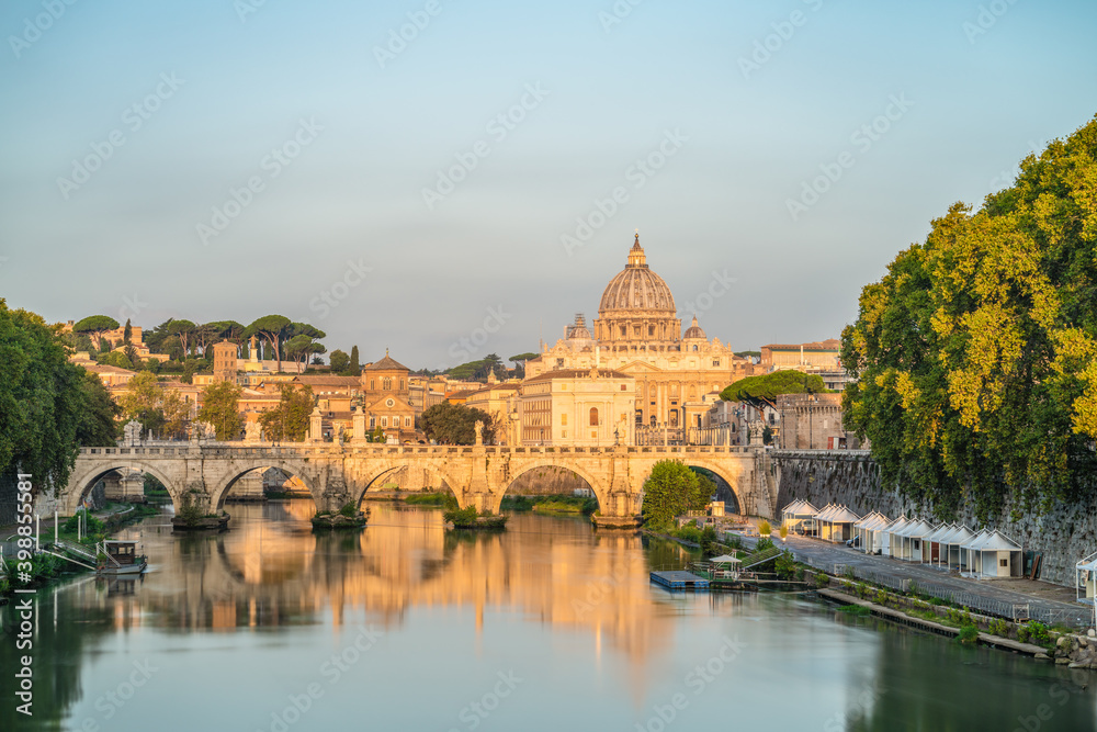 Morning view of St.Peter's basilica in Vatican, Italy
