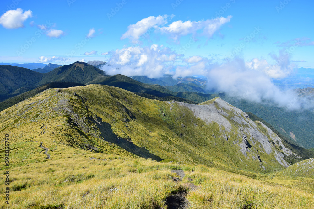 Beautiful mountain landscape in the Kahurangi National Park, New Zealand, South Island.