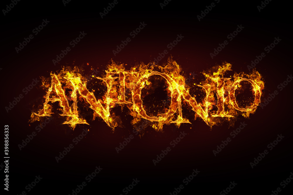 Antonio name made of fire and flames