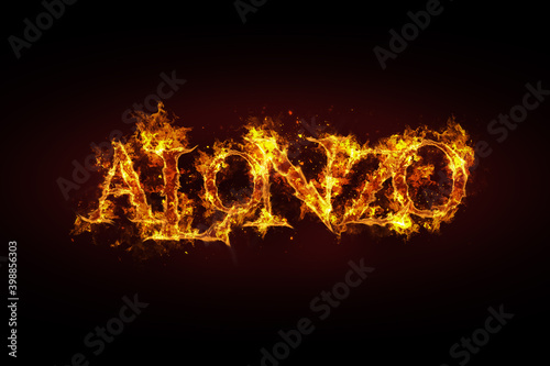 Alonzo name made of fire and flames