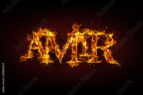 Amir name made of fire and flames