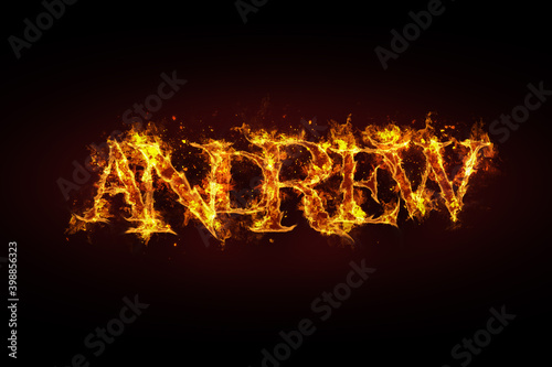 Andrew name made of fire and flames