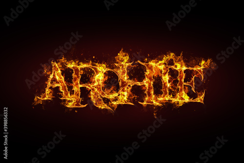 Archie name made of fire and flames