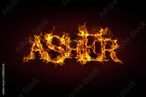 Asher name made of fire and flames