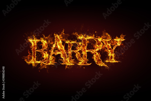 Barry name made of fire and flames