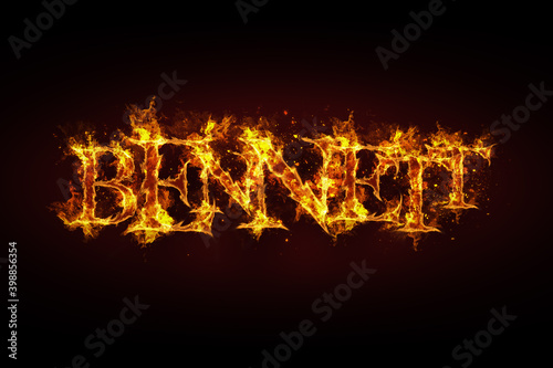 Bennett name made of fire and flames