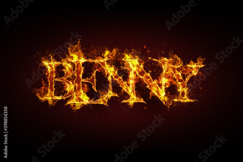 Benny name made of fire and flames