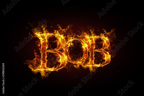 Bob name made of fire and flames