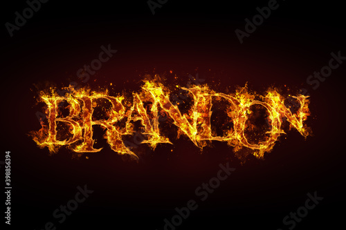 Brandon name made of fire and flames
