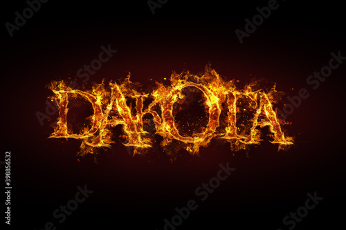 Dakota name made of fire and flames