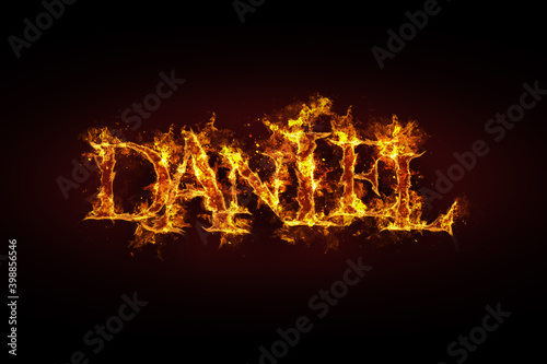 Daniel name made of fire and flames