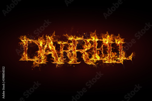 Darrell name made of fire and flames