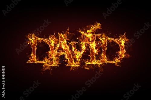 David name made of fire and flames