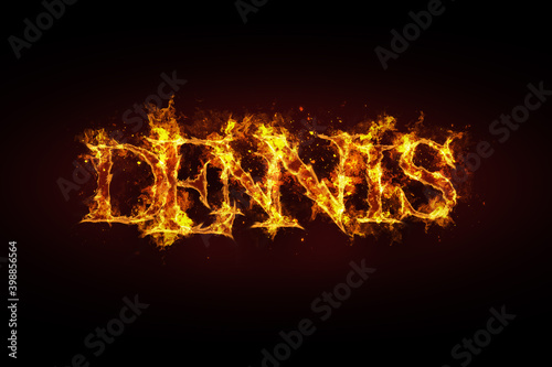 Dennis name made of fire and flames