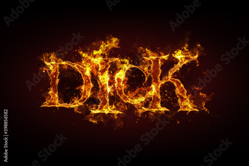 Dick name made of fire and flames
