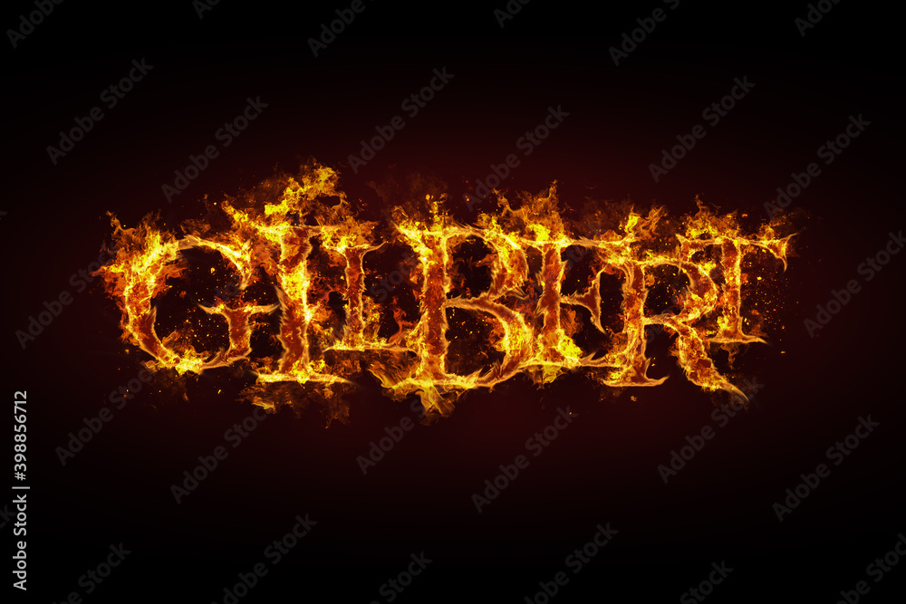 Fototapeta premium Gilbert name made of fire and flames