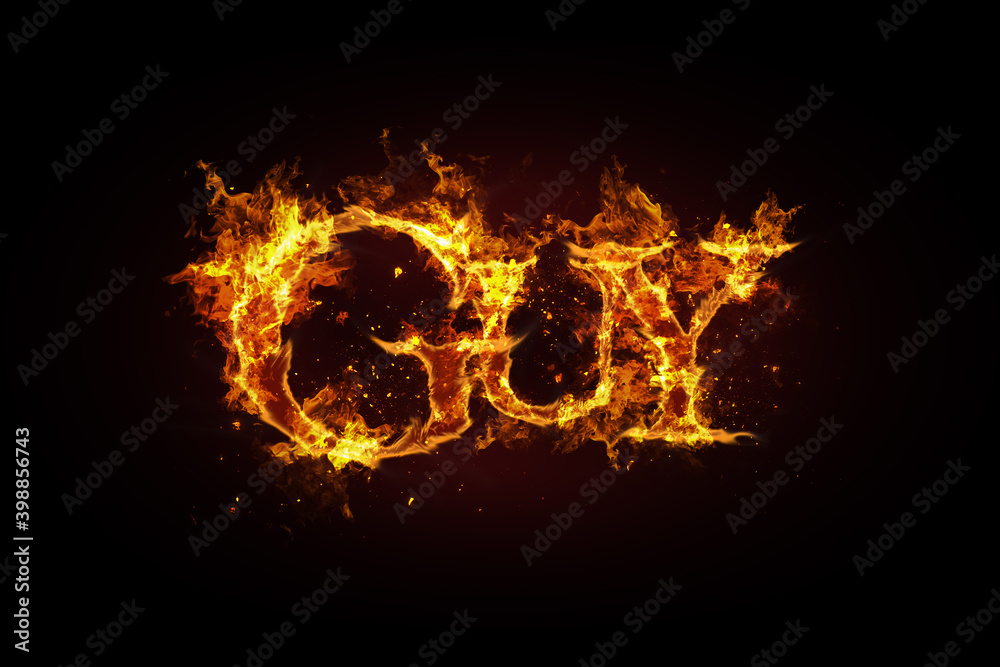 Fototapeta premium Guy name made of fire and flames