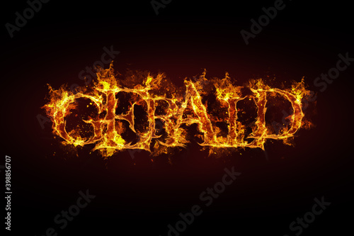 Gerald name made of fire and flames