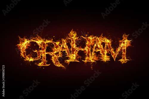 Graham name made of fire and flames