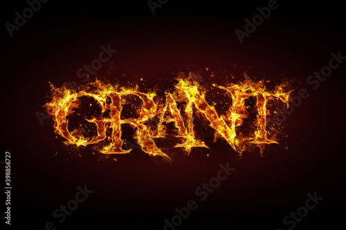 Grant name made of fire and flames