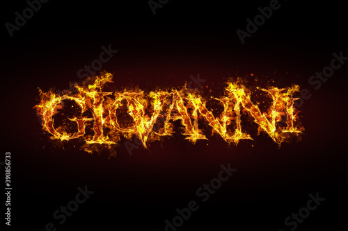 Giovanni name made of fire and flames