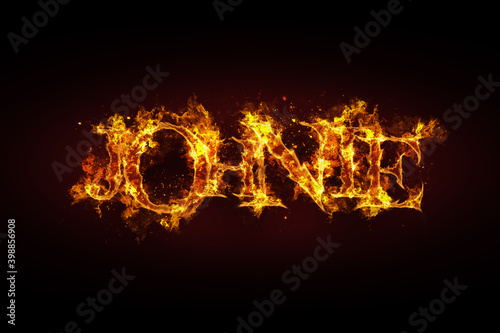 Johnie name made of fire and flames