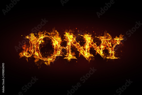 Johnny name made of fire and flames