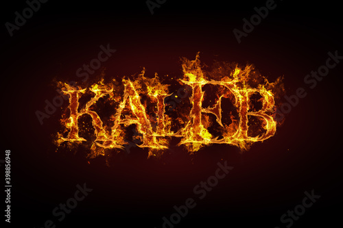 Kaleb name made of fire and flames