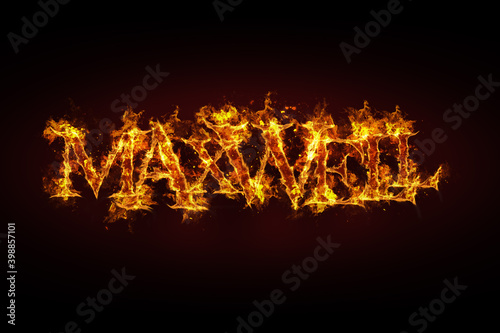 Maxwell name made of fire and flames