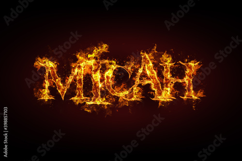 Micah name made of fire and flames