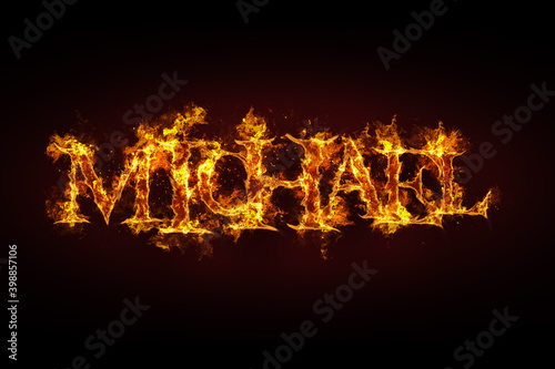 Michael name made of fire and flames