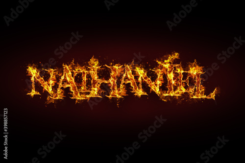 Nathaniel name made of fire and flames
