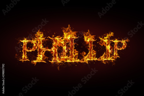 Phillip name made of fire and flames