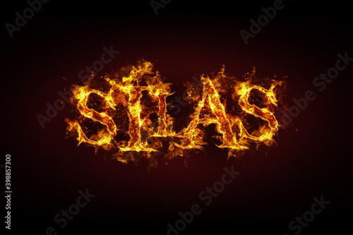 Silas name made of fire and flames