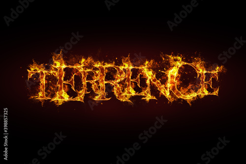Terrence name made of fire and flames