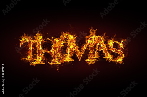 Thomas name made of fire and flames