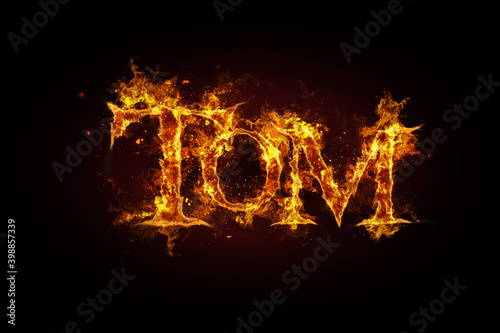 Tom name made of fire and flames