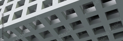 White volumetric grille. horizontal background. 