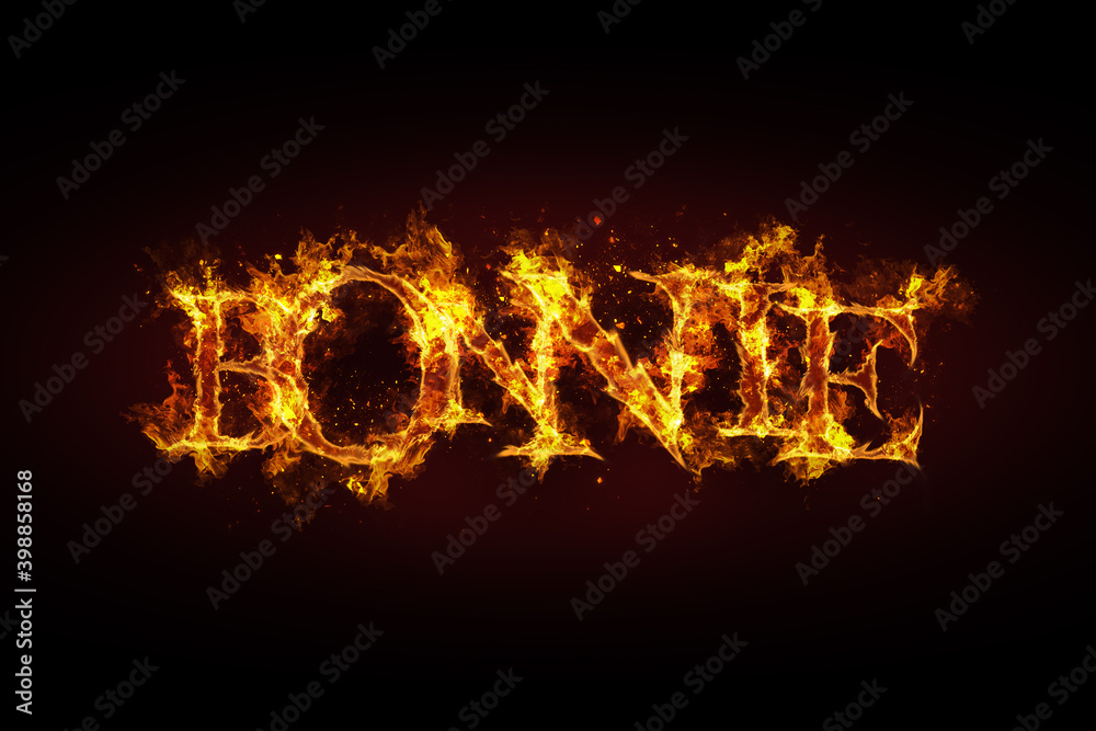 Bonnie name made of fire and flames