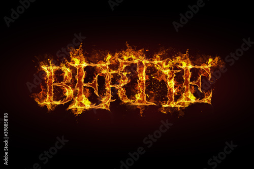 Bertie name made of fire and flames photo