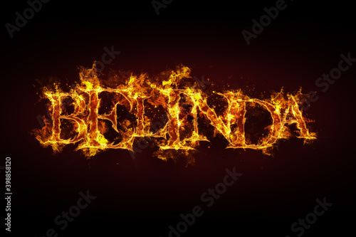 Belinda name made of fire and flames