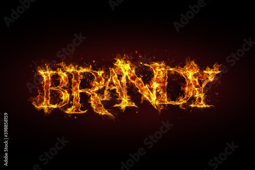 Brandy name made of fire and flames