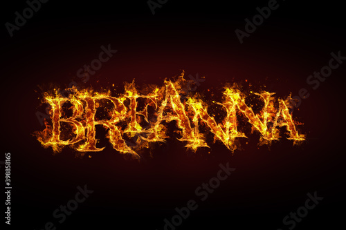 Breanna name made of fire and flames