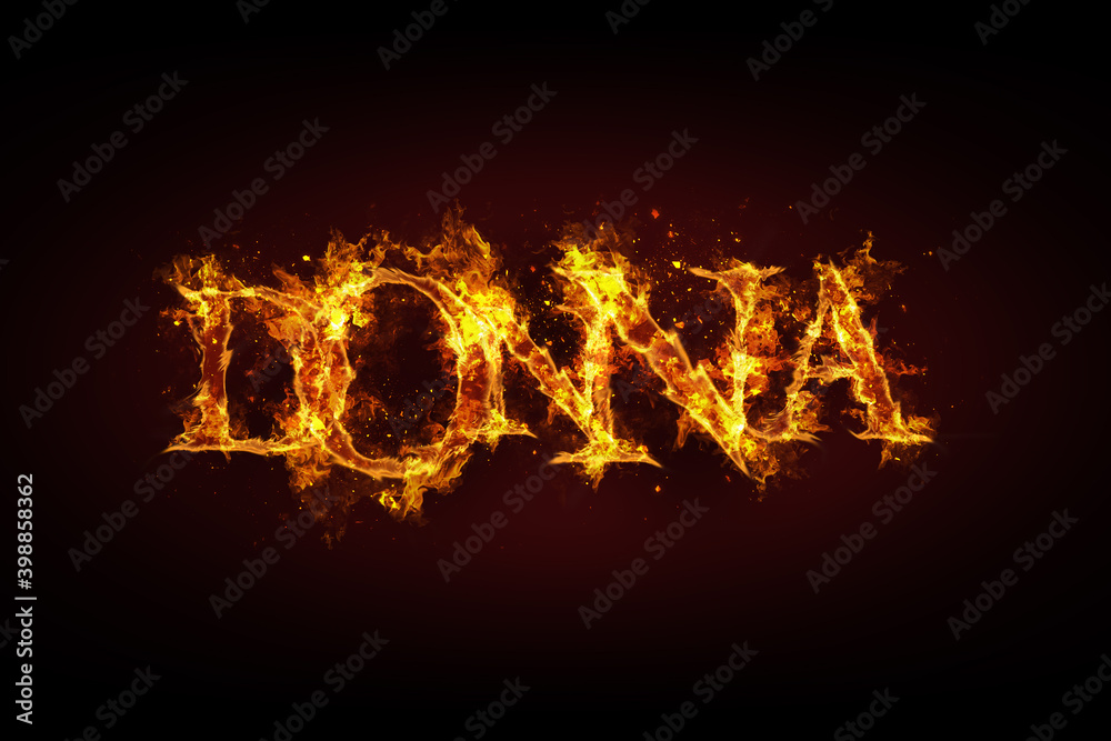 Fototapeta premium Donna name made of fire and flames