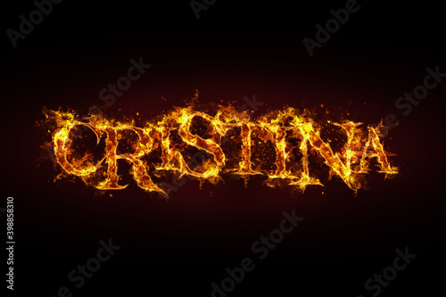 Cristina name made of fire and flames