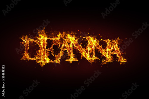 Deanna name made of fire and flames